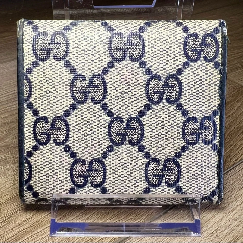 Gucci GG Supreme Navy Small Coin Wallet - Leather Unisex Made in Italy - Picture 2 of 10
